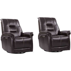 Pemberly Row Coffee Cordless Power Swivel Glider Recliner 2Pack