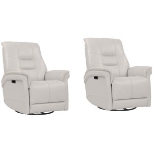 Pemberly Row Ivory Cordless Power Swivel Glider Recliner 2 Pack
