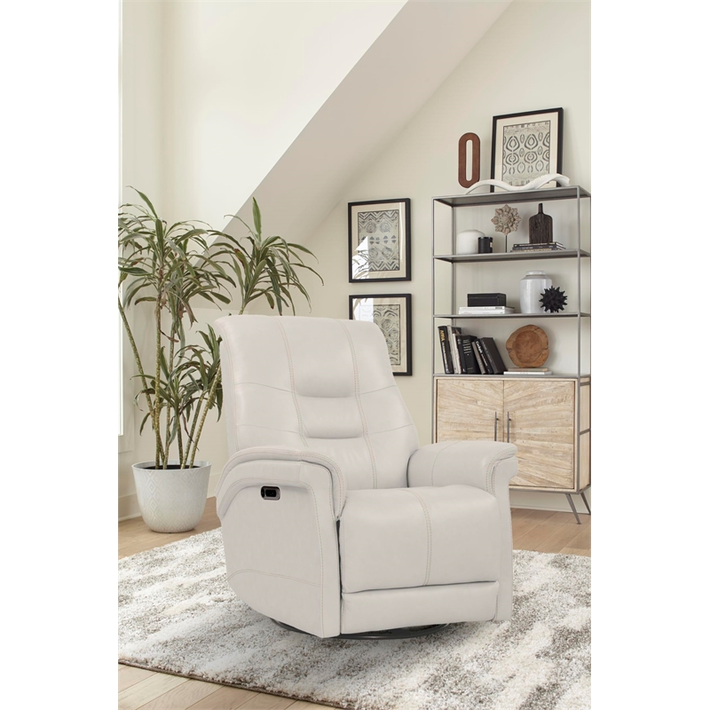 Pemberly Row Ivory Cordless Power Swivel Glider Recliner 2 Pack