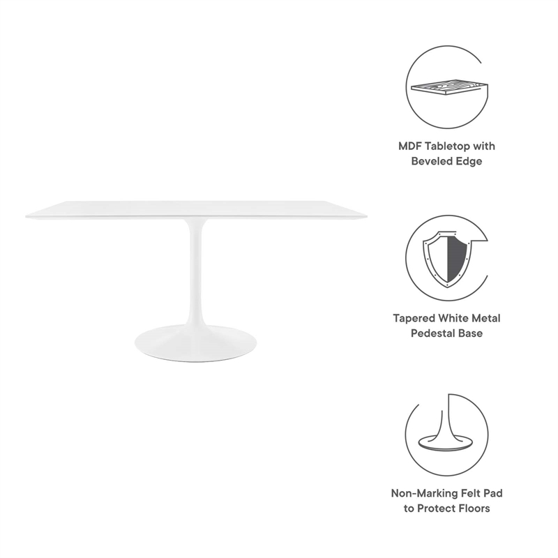 Pemberly Row Rectangle Modern Wood Top Dining Table in White