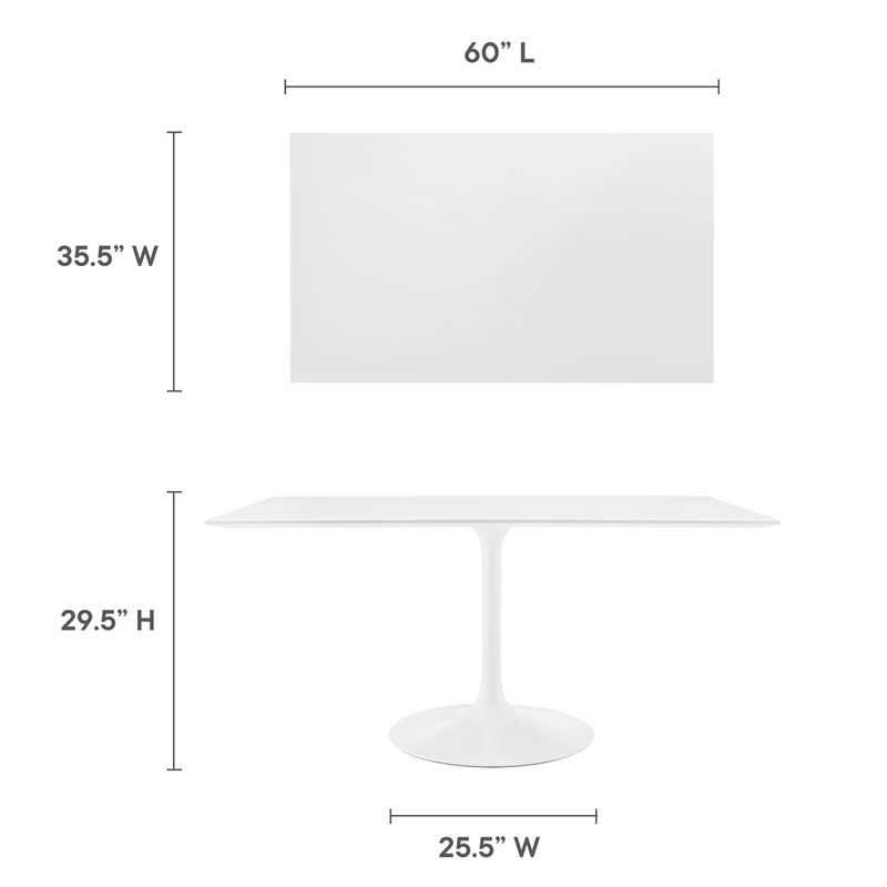 Pemberly Row Rectangle Modern Wood Top Dining Table in White