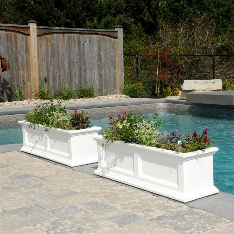 Pemberly Row 3ft Traditional Plastic Window Box in White Finish