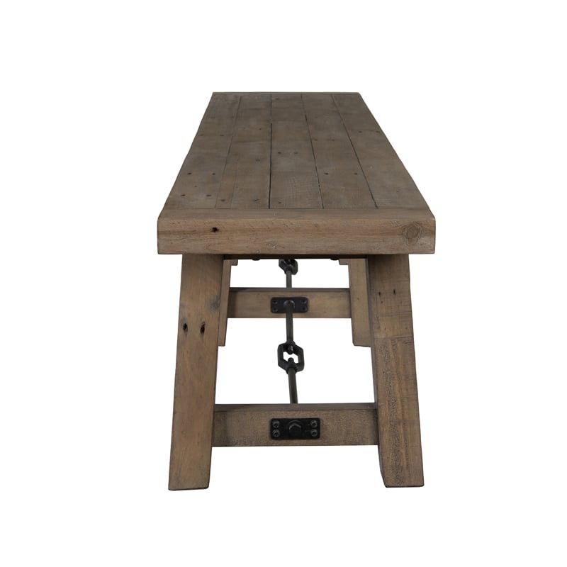 Pemberly Row Transitional Reclaimed Pine Bench in Weathered Brown