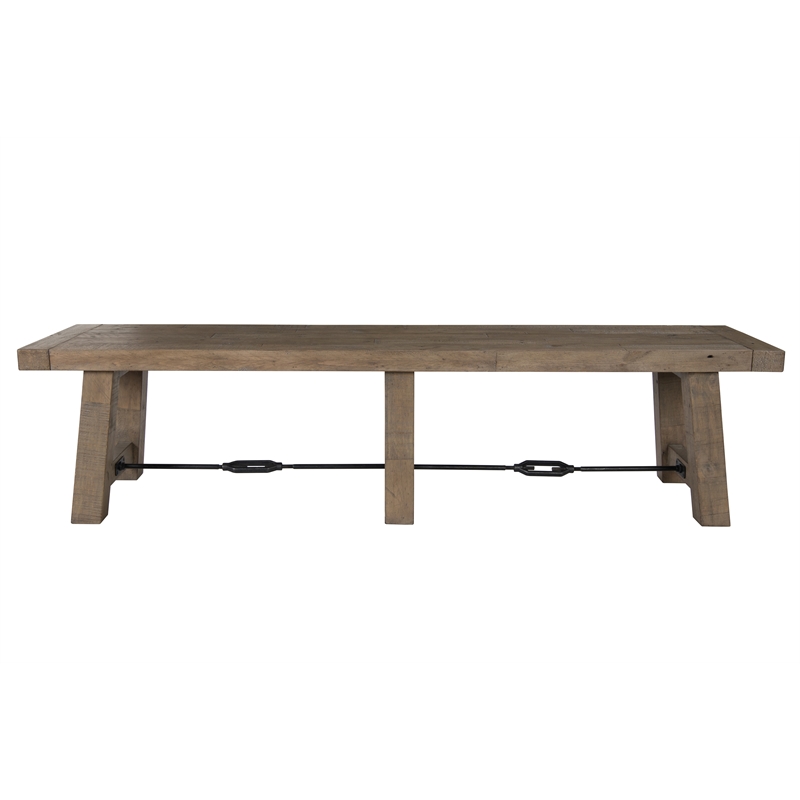 Pemberly Row Transitional Reclaimed Pine Bench in Weathered Brown
