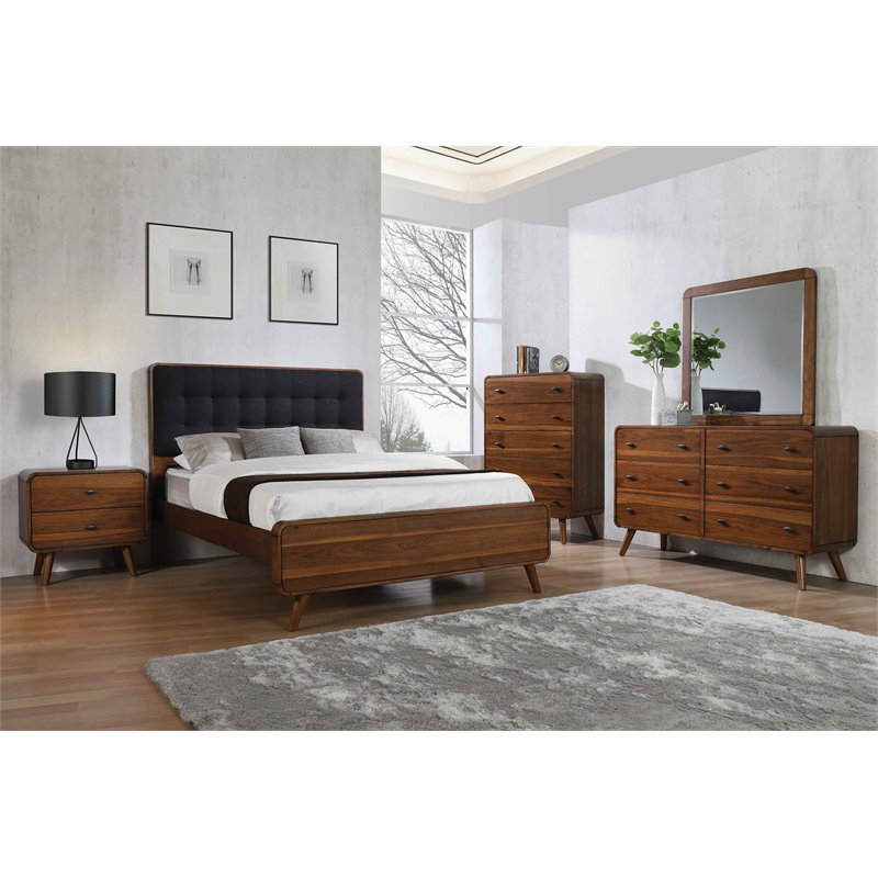 Pemberly Row 5-piece Eastern King Wood Bedroom Set Dark Walnut and Dark Gray
