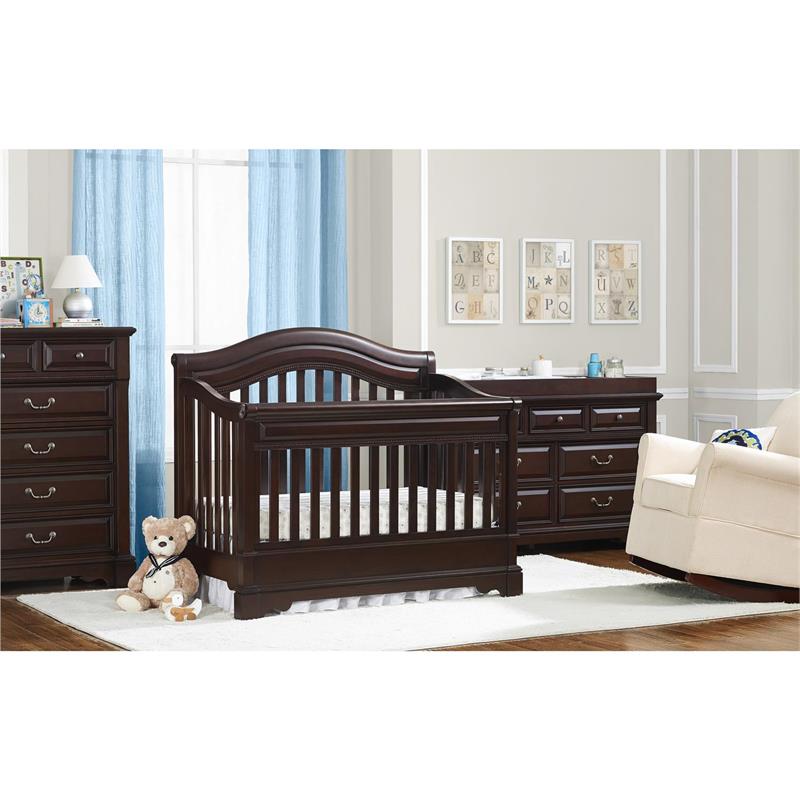 Pemberly Row Transitional Wood Full-Size Bed Rails in Espresso