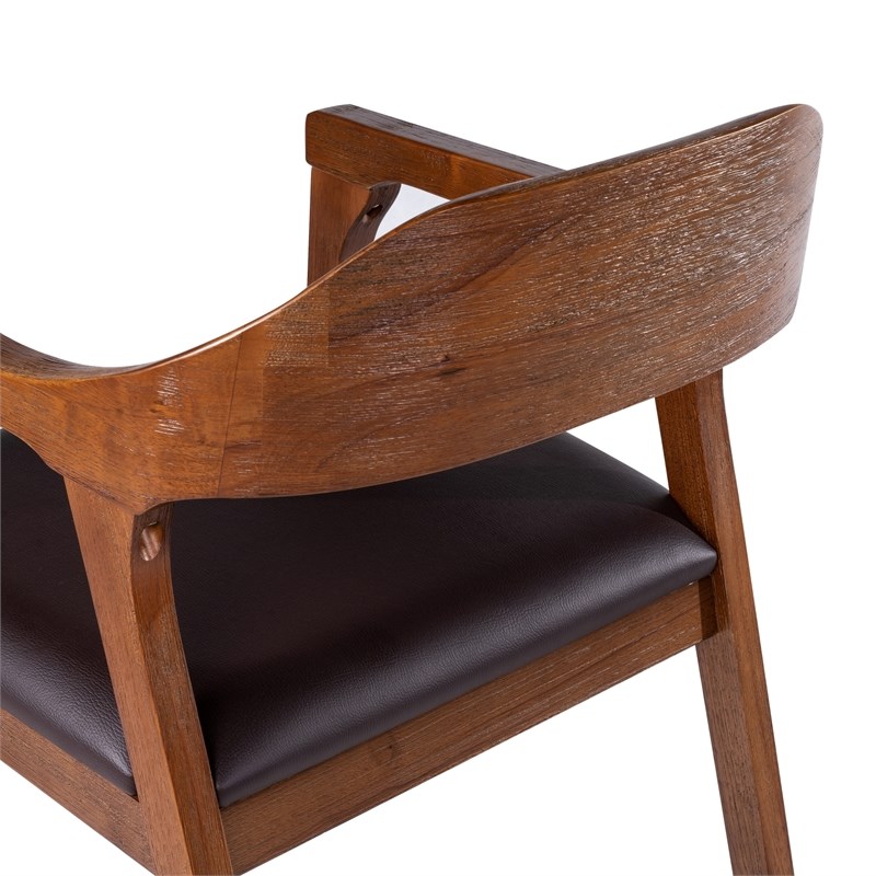 Pemberly Row Mid-Century Dining Arm Chair Chestnut Wire-Brush