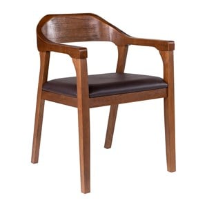 Pemberly Row Mid-Century Dining Arm Chair Chestnut Wire-Brush