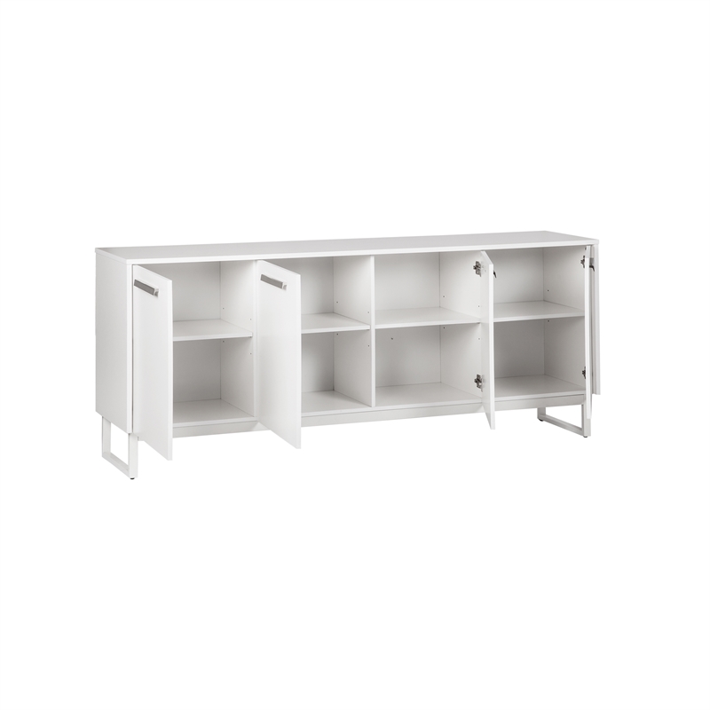 Pemberly Row 4-Shelf Contemporary Particle Board/Wood Credenza in White
