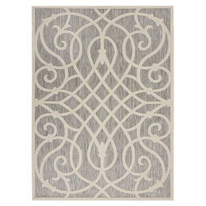 Pemberly Row 72x108&quot Rectangle Contemporary Fabric Area Rug in Gray
