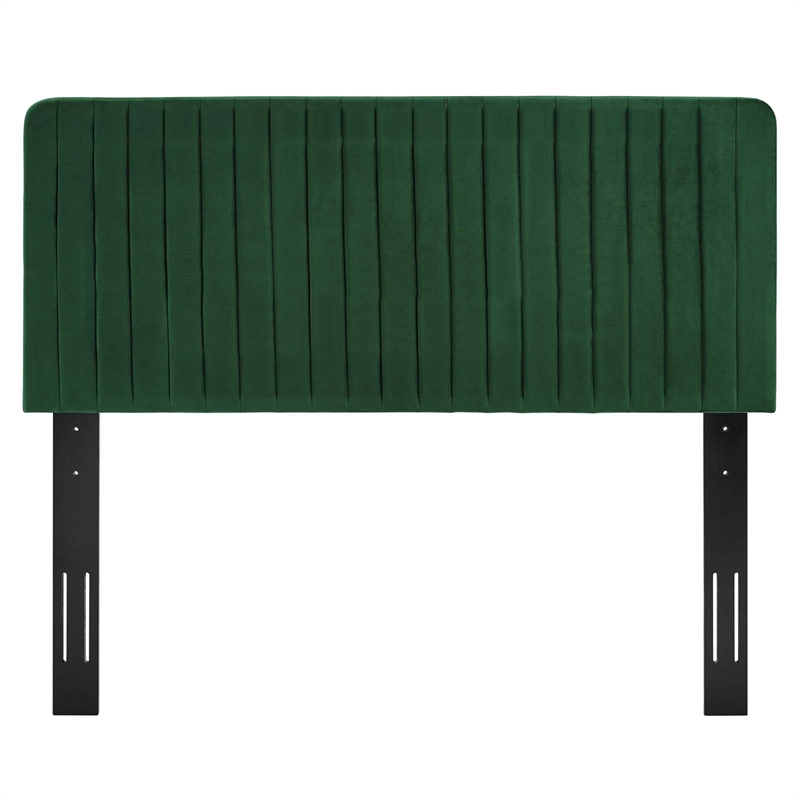 Pemberly Row Channel Tufted Performance Velvet Full/Queen Headboard in Emerald