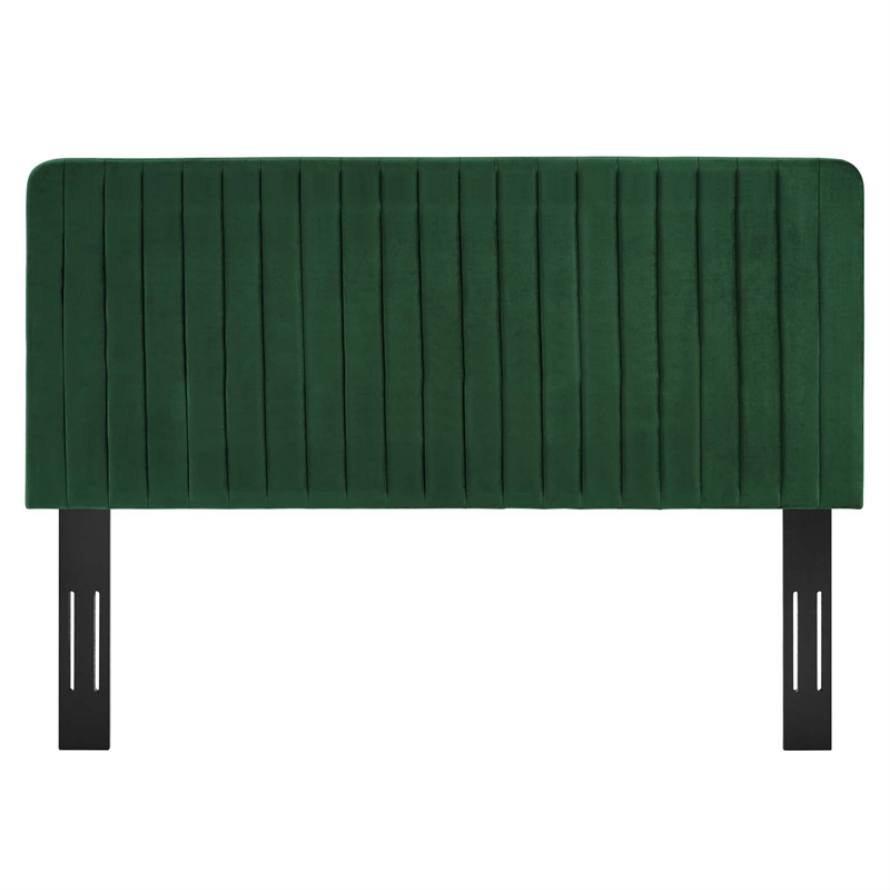 Pemberly Row Channel Tufted Performance Velvet Full/Queen Headboard in Emerald