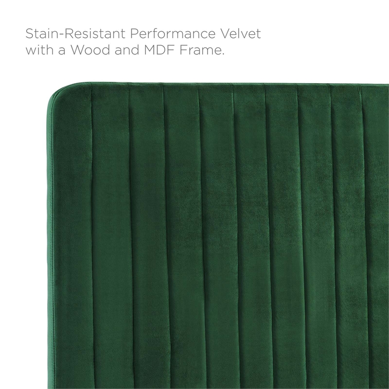 Pemberly Row Channel Tufted Performance Velvet Full/Queen Headboard in Emerald