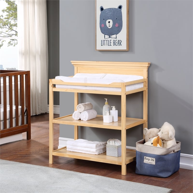 Pemberly Row Universal Traditional Wood Changing Table in Natural