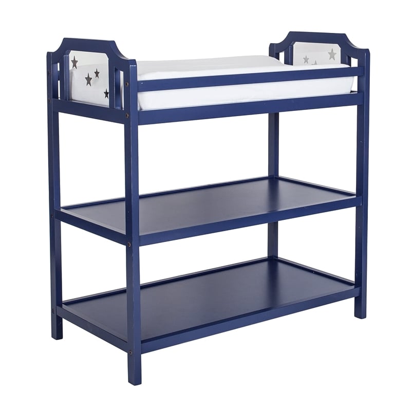 Pemberly Row Contemporary Wood Changing Table in Navy Blue Finish