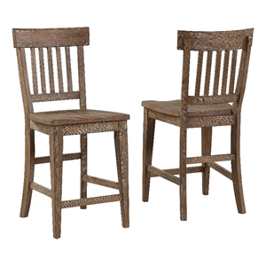 Pemberly Row 24&quotH Wood Counter Stool in Distressed Light Brown