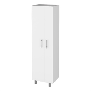 Pemberly Row Contemporary 71&quotH Engineered Wood Closet Pantry in White