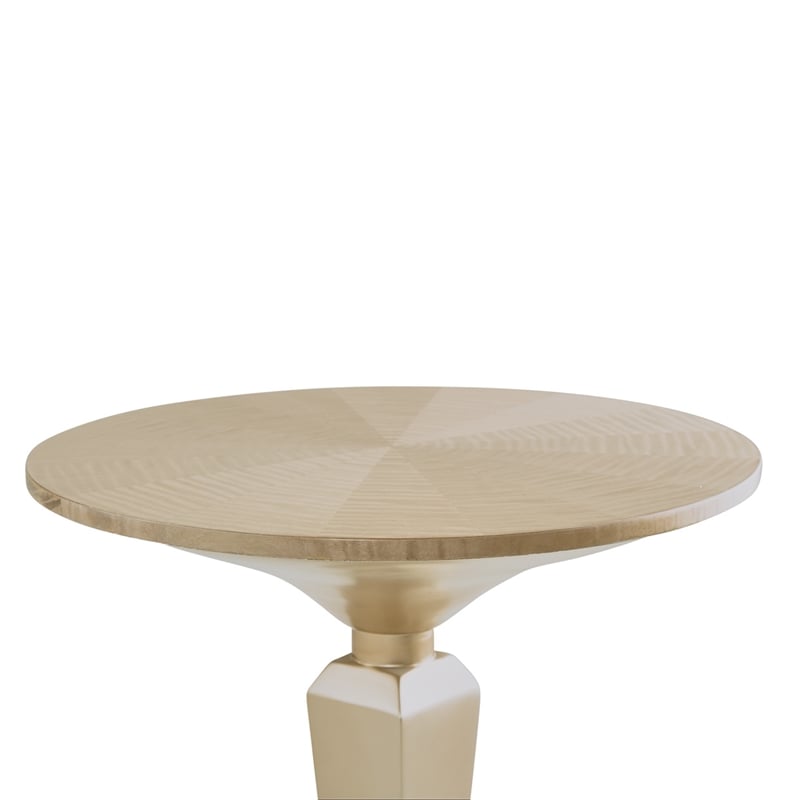 Pemberly Row Transitional Round Wood Pedestal Tea Table - Chardonnay