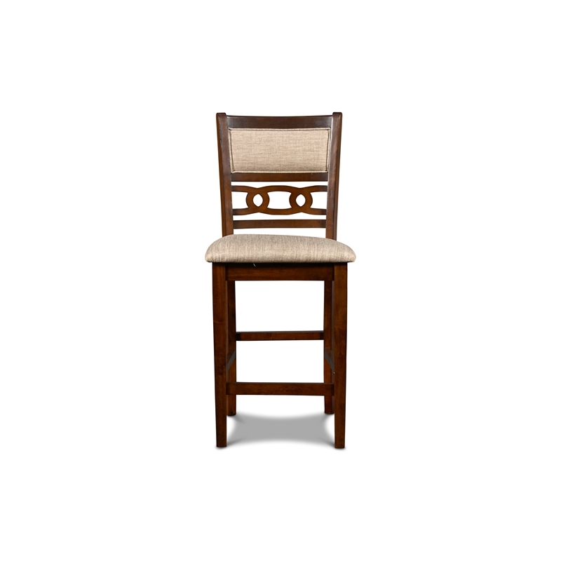 Pemberly Row Solid Wood Counter Chair in Cherry Brown (Set of 2)
