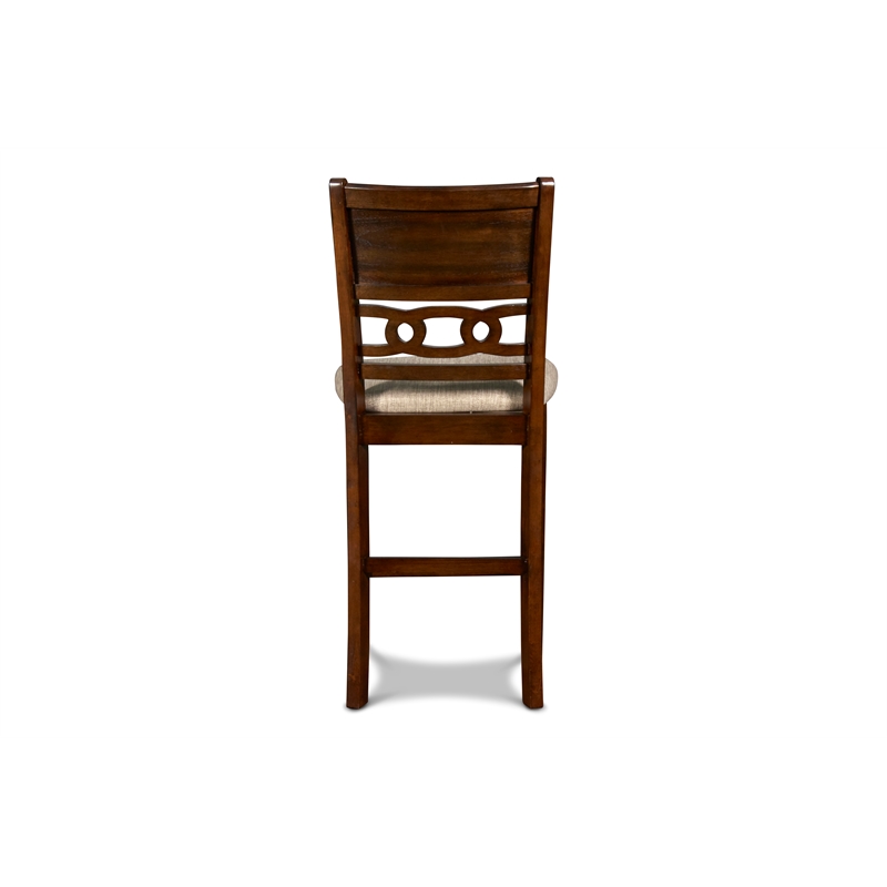 Pemberly Row Solid Wood Counter Chair in Cherry Brown (Set of 2)
