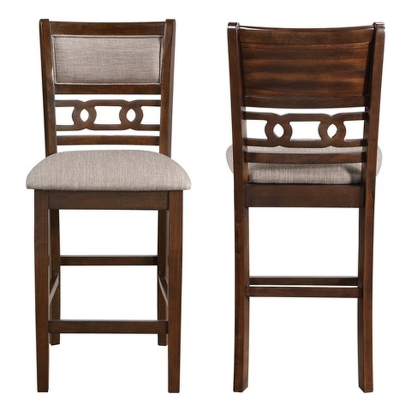 Pemberly Row Solid Wood Counter Chair in Cherry Brown (Set of 2)
