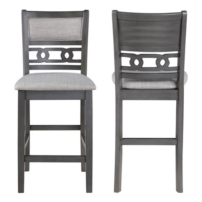 Pemberly Row Contemporary Solid Wood Counter Chair in Gray (Set of 2)