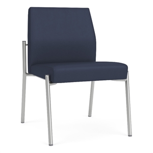 Pemberly Row Reception Waiting Room Armless Guest Chair / Silver Steel / Blue
