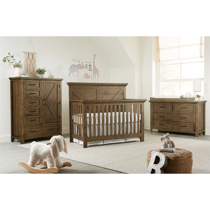Pemberly Row Traditional 4 in 1 Convertible Crib by Pemberly Row -Harvest Brown