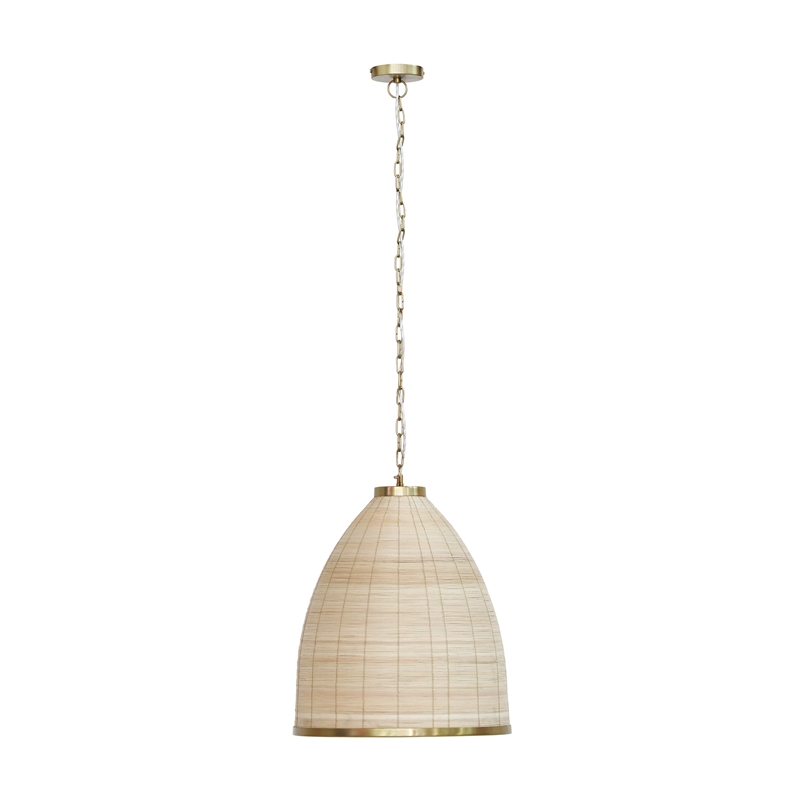 Pemberly Row Transitional Rattan Pendant Lamp in Natural Finish