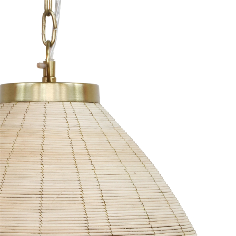 Pemberly Row Transitional Rattan Pendant Lamp in Natural Finish