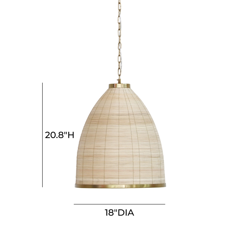 Pemberly Row Transitional Rattan Pendant Lamp in Natural Finish