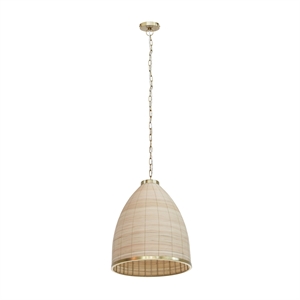Pemberly Row Transitional Rattan Pendant Lamp in Natural Finish