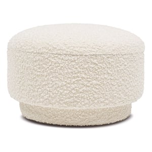 Pemberly Row 15&quot Mushroom Footstool Ottoman Ivory White Boucle