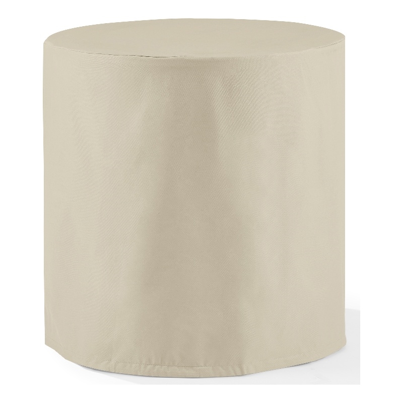 Pemberly Row Round Vinyl Outdoor Bistro Table Furniture Cover in Tan