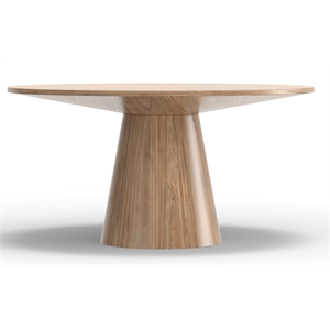 Pemberly Row Wood 59&quot Round Dining Pedestal Table in Natural