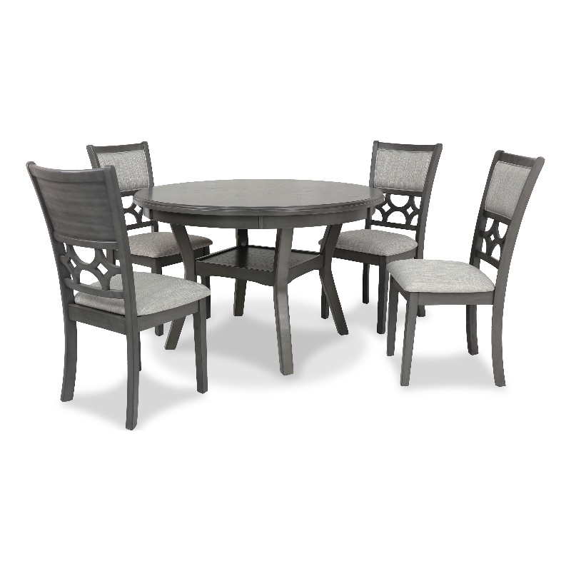Pemberly Row 5-Piece Transitional Wood Dining Set in Gray Finish