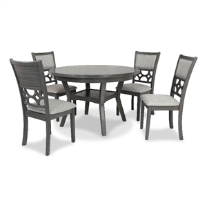 Pemberly Row 5-Piece Transitional Wood Dining Set in Gray Finish