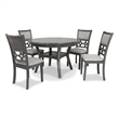 Pemberly Row 5-Piece Transitional Wood Dining Set in Gray Finish