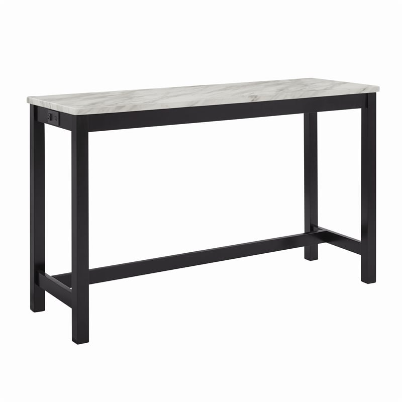 Pemberly Row Contemporary 4-Piece Faux Marble & Wood Bar Set in Blue