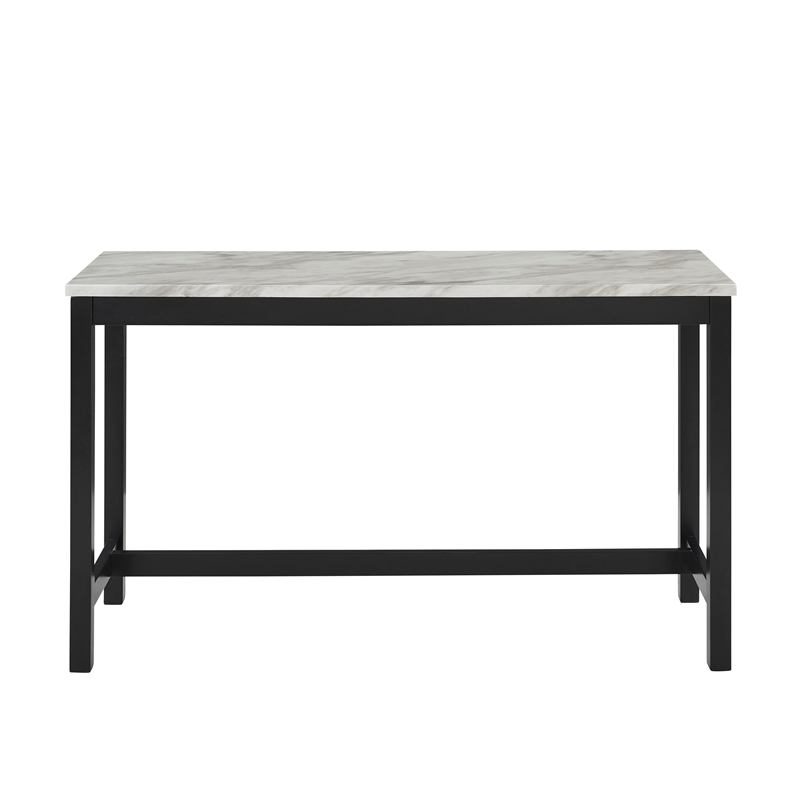 Pemberly Row Contemporary 4-Piece Faux Marble & Wood Bar Set in Blue