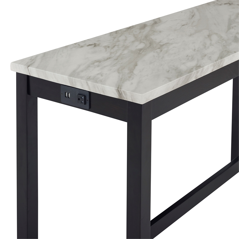 Pemberly Row Contemporary 4-Piece Faux Marble & Wood Bar Set in Blue