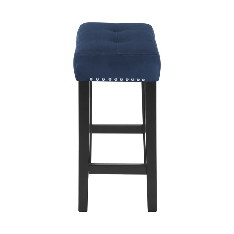 Pemberly Row Contemporary 4-Piece Faux Marble & Wood Bar Set in Blue