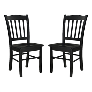 Pemberly Row Farmhouse Rubberwood Dining Chairs in Black (Set of 2)