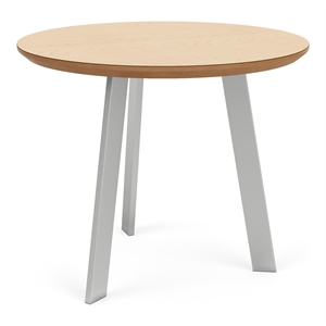Pemberly Row Reception 24&quot Round Top Wood End Table / Silver Steel / Natural