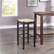 Pemberly Row Square Rush Bar Height Backless Bar Stool - Black