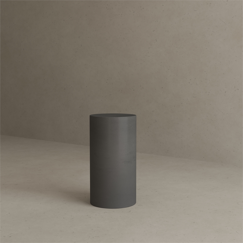Pemberly Row Contemporary Round Stone Pedestal Low in Black Finish