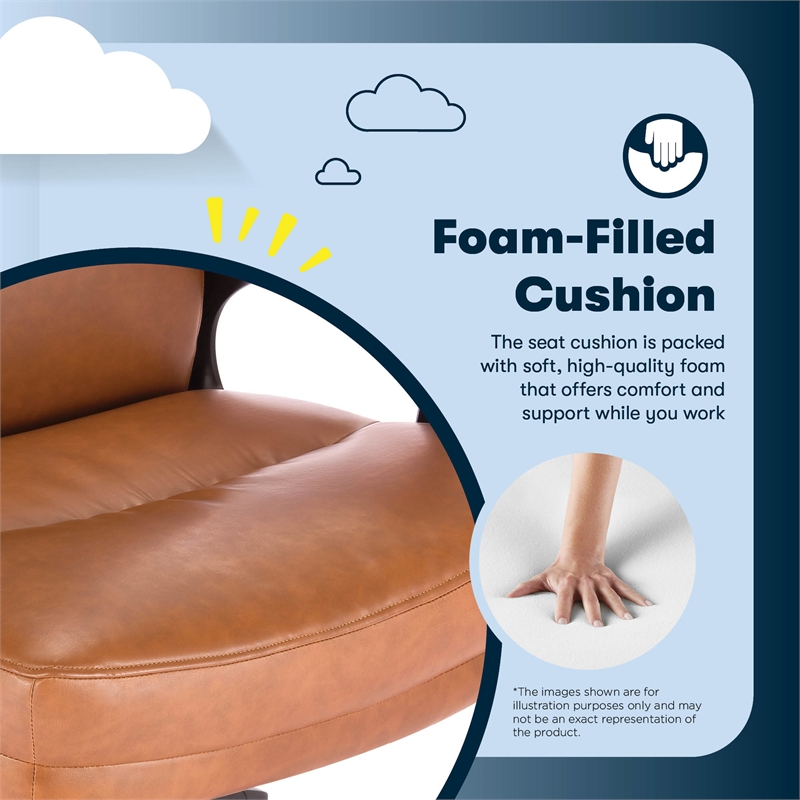 Pemberly Row Executive Big & Tall Ergonomic Office Chair Bonded Leather Cognac