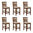 Pemberly Row Transitional Solid Wood Counter Chair in Cherry (Set of 6)