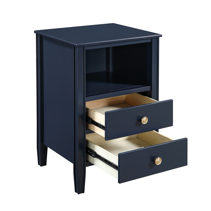 Pemberly Row 2-drawer Midnight Blue Painted Storage Nightstand