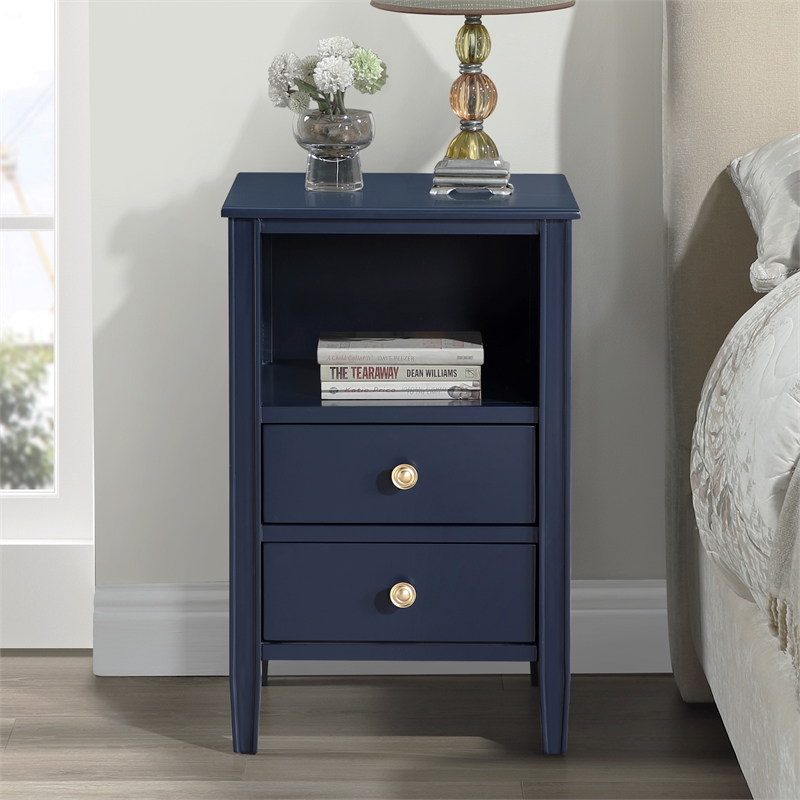 Pemberly Row 2-drawer Midnight Blue Painted Storage Nightstand